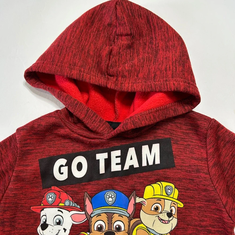 Paw Patrol Go Team Youth Kids Red Heather Graphic Hoodie Sweatshirt‎ Size 2T